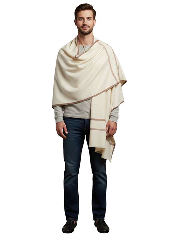 men solid pashmina shawl - 22224414 -  Standard Image - 1