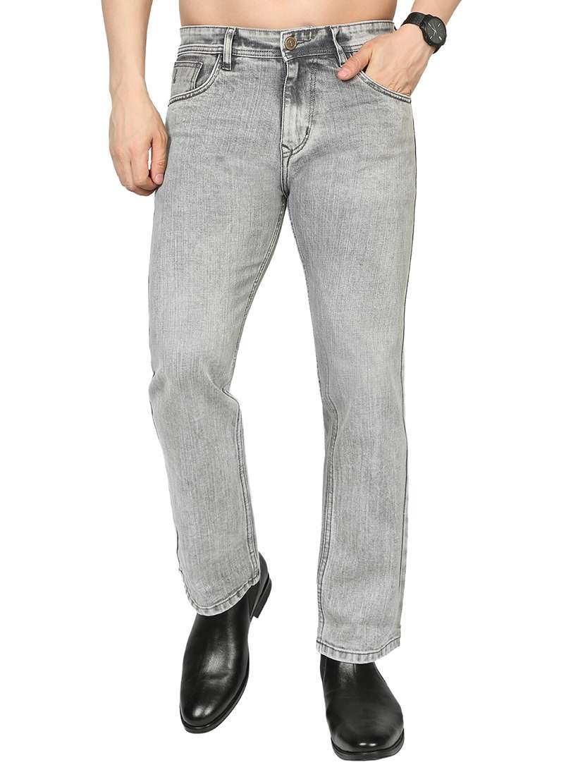 men plain mid rise full length bootcut jeans - 22224455 -  Standard Image - 1