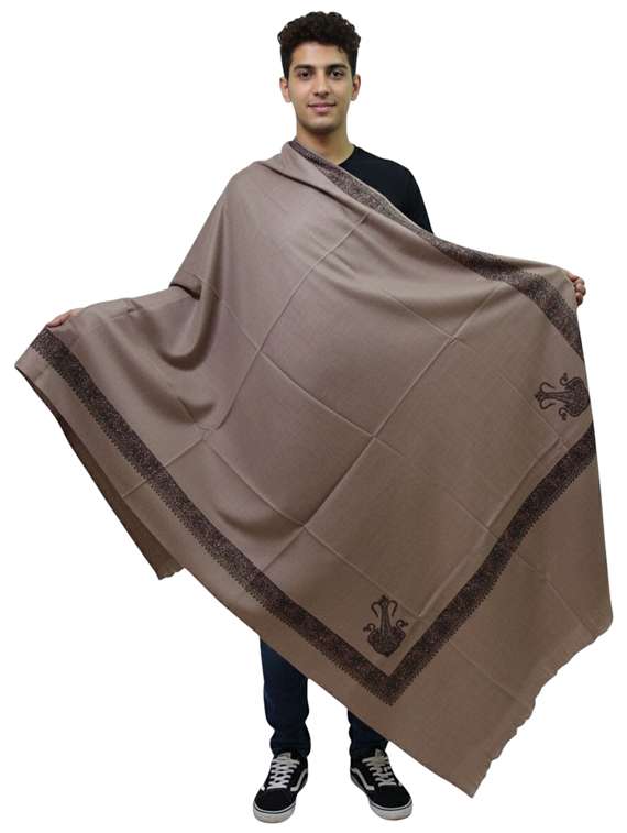 men solid with work pashmina shawl - 22224467 -  Standard Image - 1