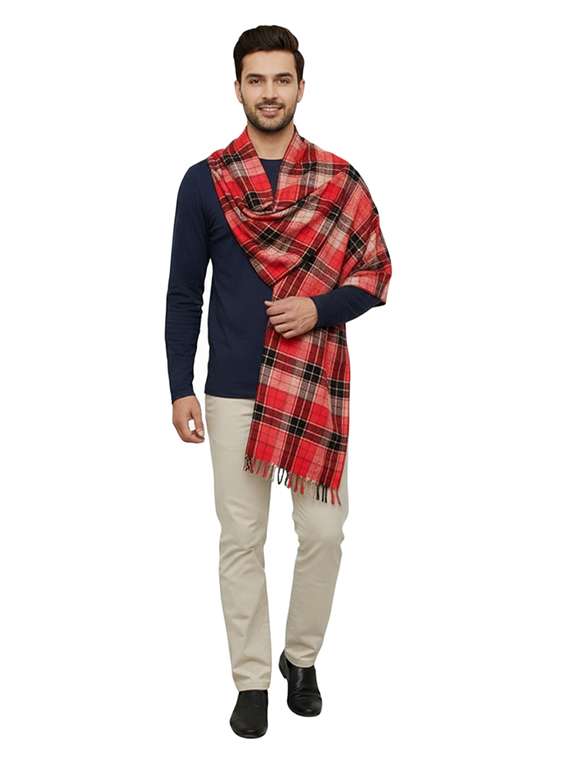 men checkered pashmina shawl - 22224473 -  Standard Image - 1