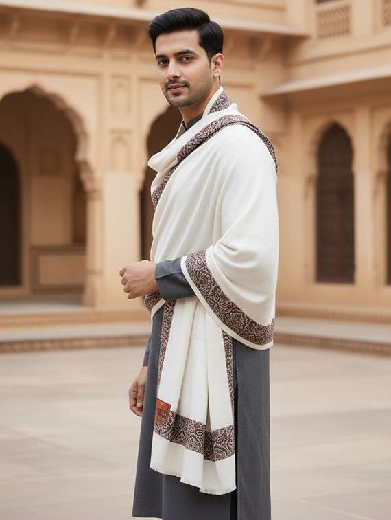 men solid pashmina shawl - 22224474 -  Standard Image - 1