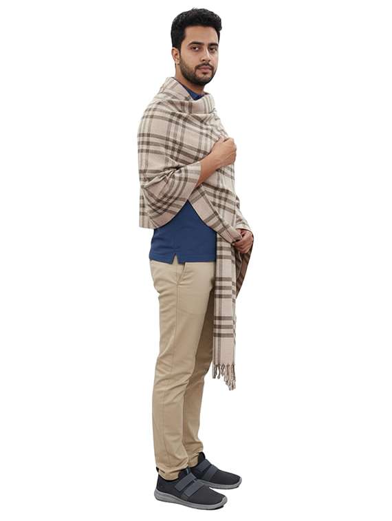 men checkered pashmina shawl - 22224484 -  Standard Image - 1
