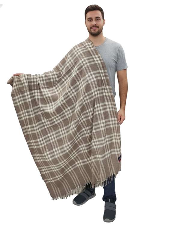 men checkered pashmina shawl - 22224510 -  Standard Image - 1