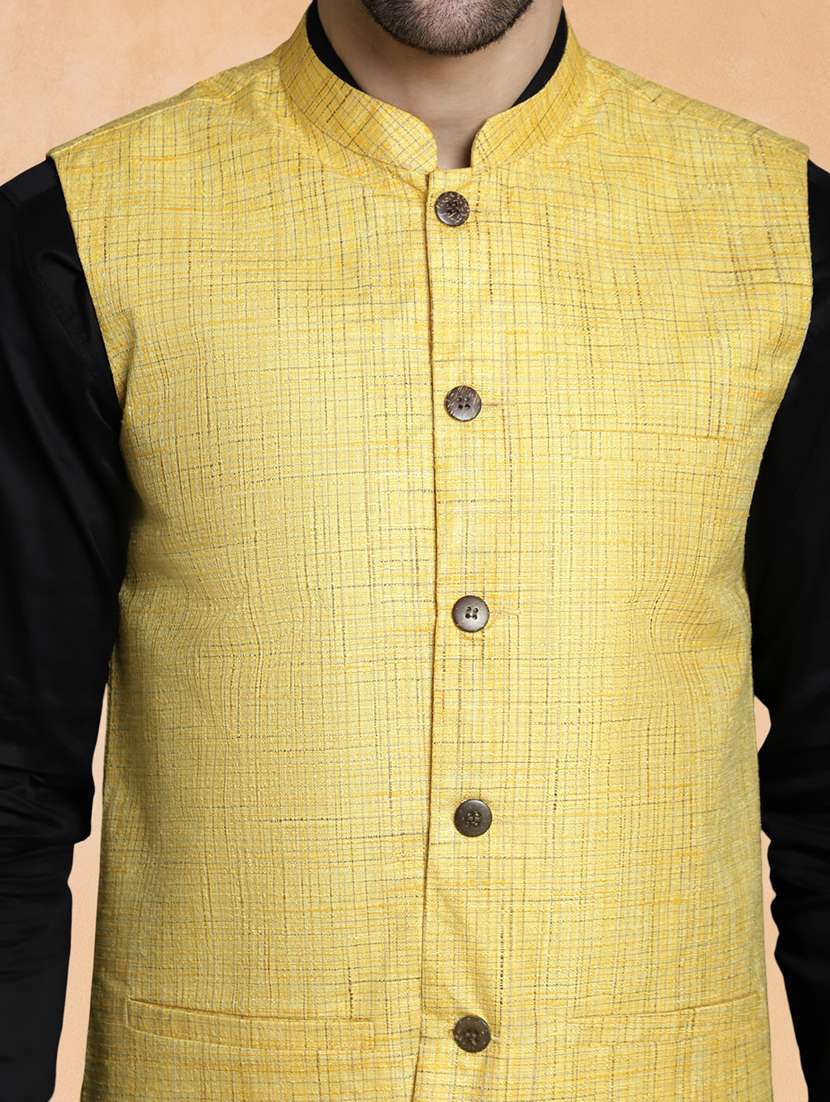 men self design mandarin neck regular fit nehru jacket - 22224581 -  Standard Image - 4