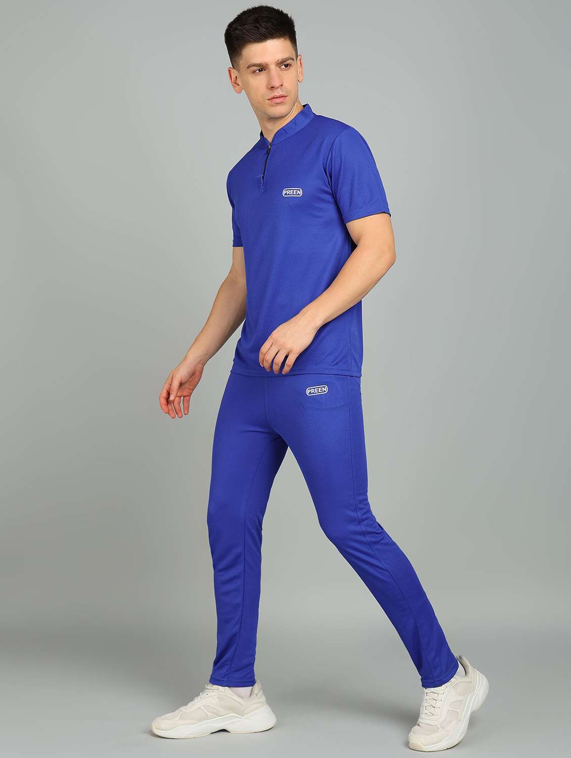 men solid short sleeve full length co-ord set - 22224610 -  Standard Image - 1