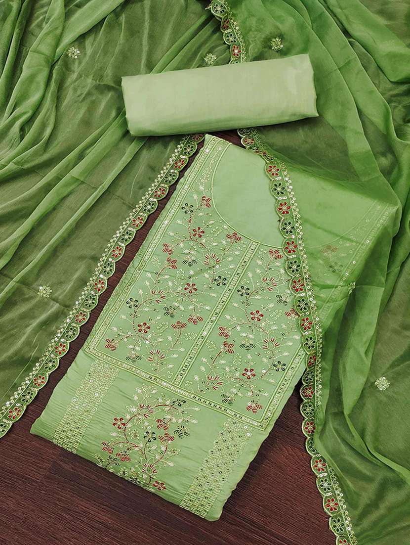 women solid with work embroidered unstitched suit set - 22224633 -  Standard Image - 1