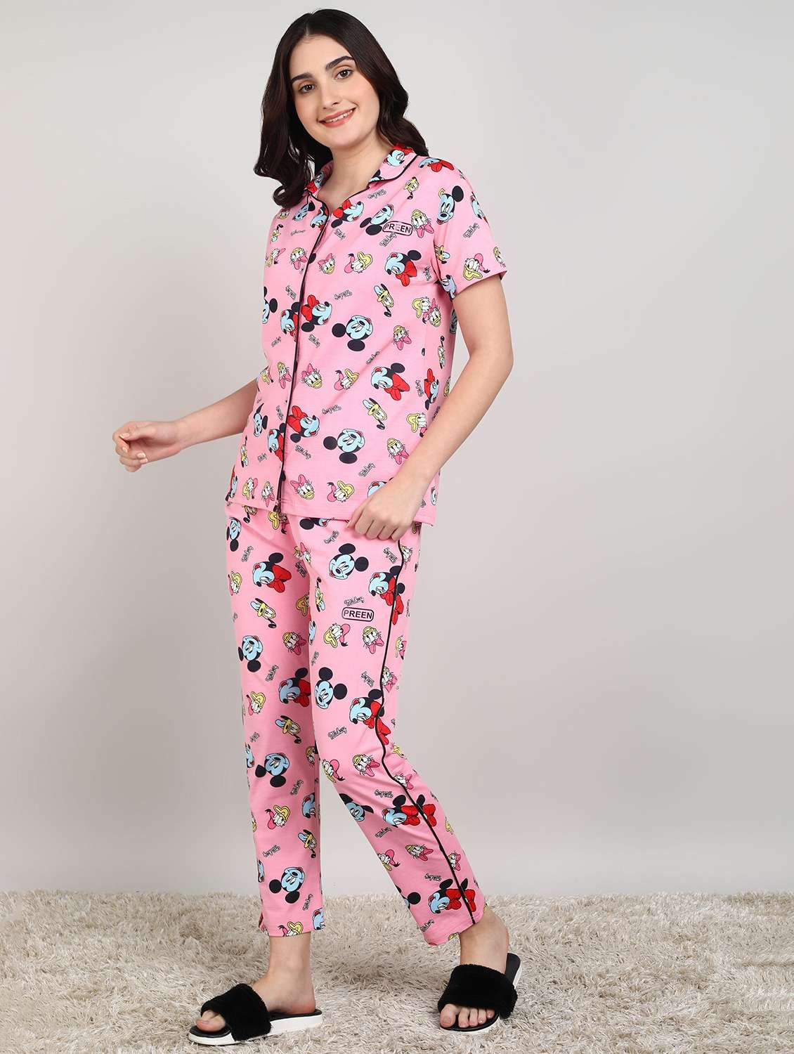 women printed nightwear pyjama set - 22224686 -  Standard Image - 1
