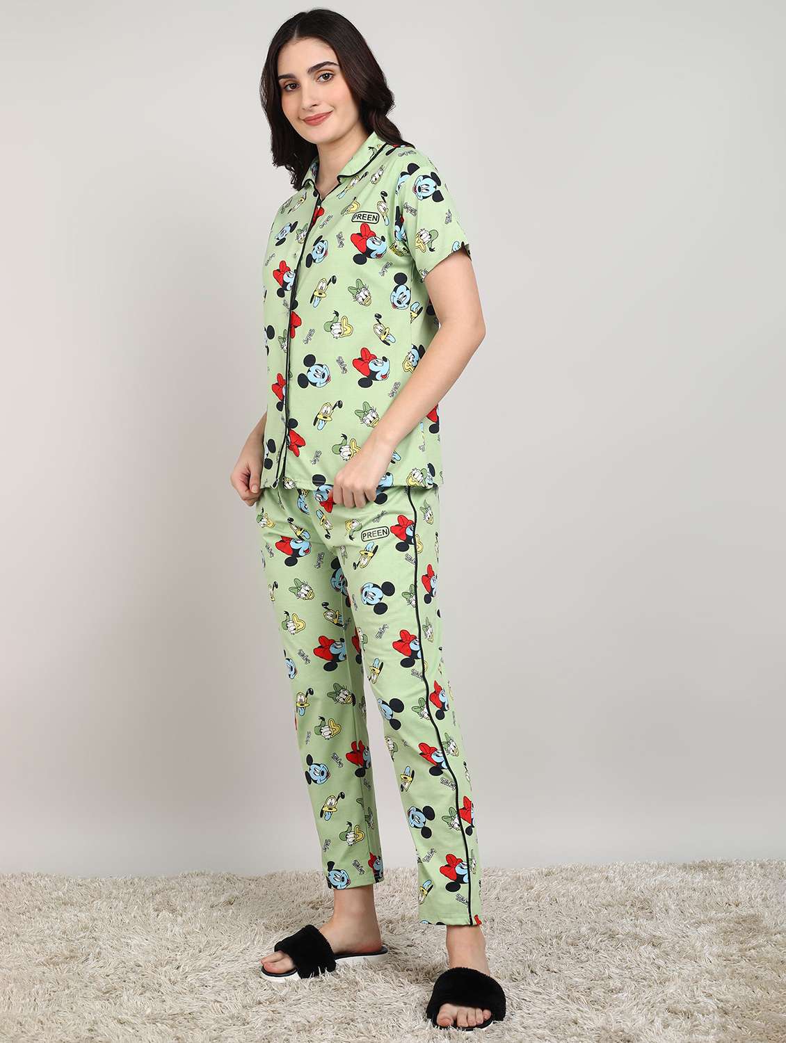 women printed nightwear pyjama set - 22224687 -  Standard Image - 1
