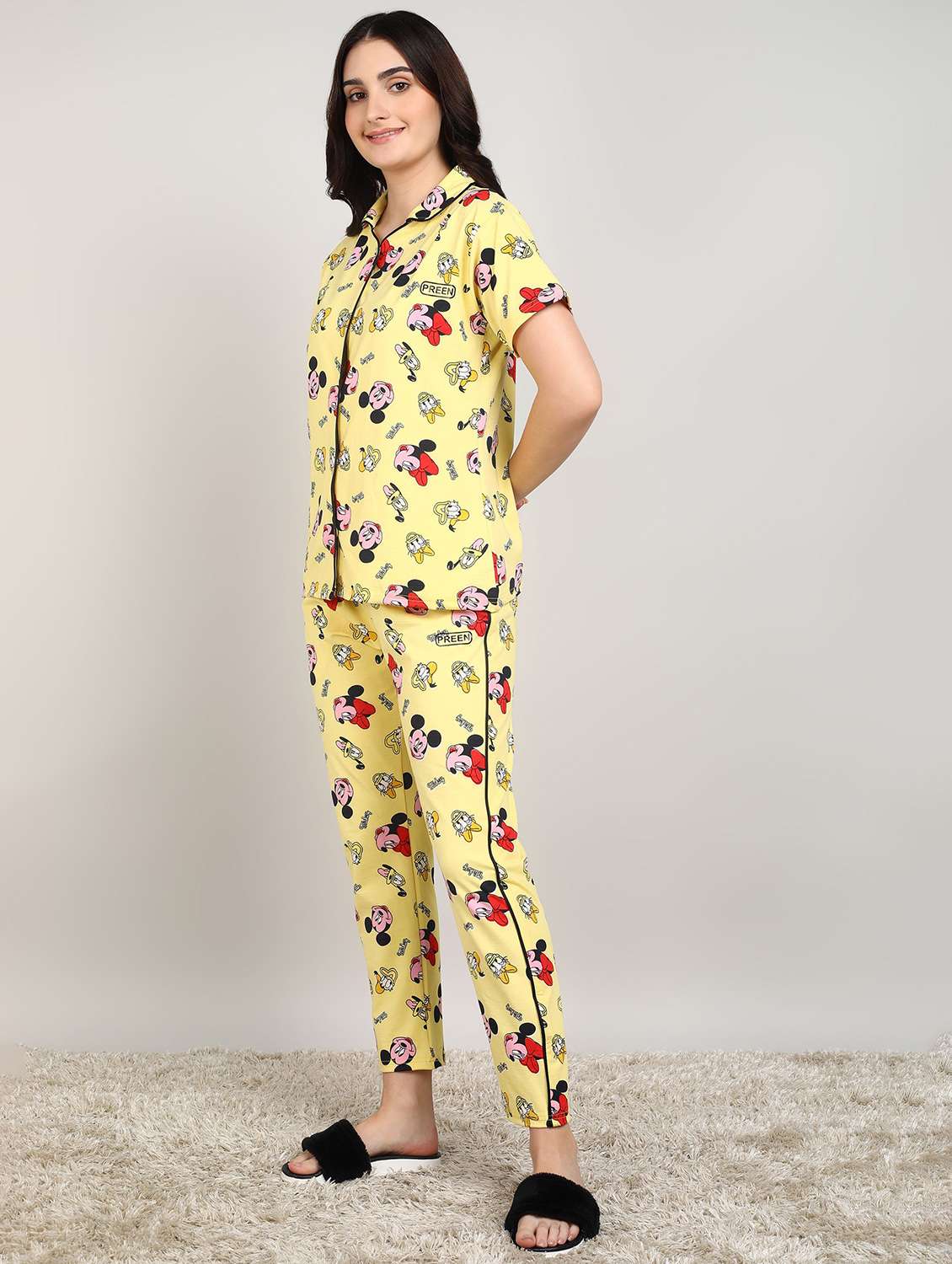women printed nightwear pyjama set - 22224689 -  Standard Image - 1