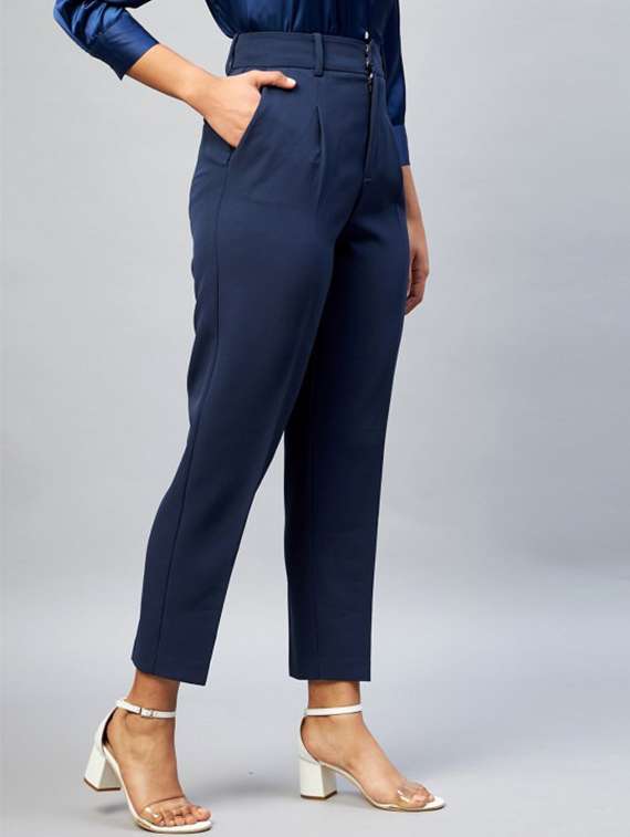 women solid high rise tailored trouser - 22224696 -  Standard Image - 1
