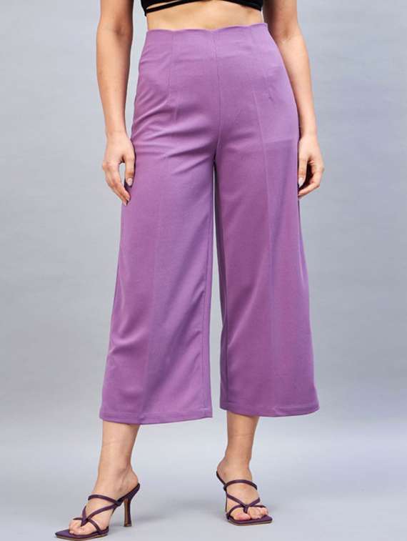 women solid high rise culottes