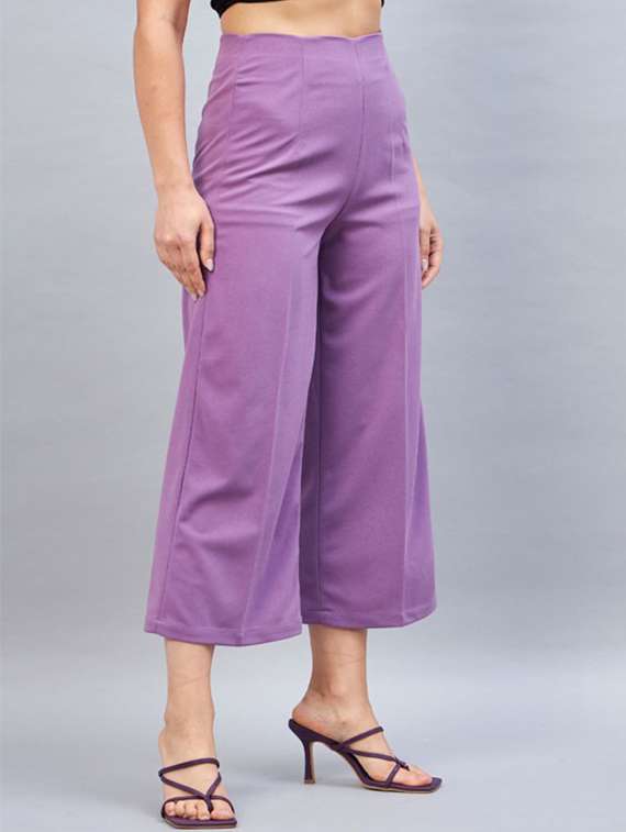 women solid high rise culottes - 22224704 -  Standard Image - 1
