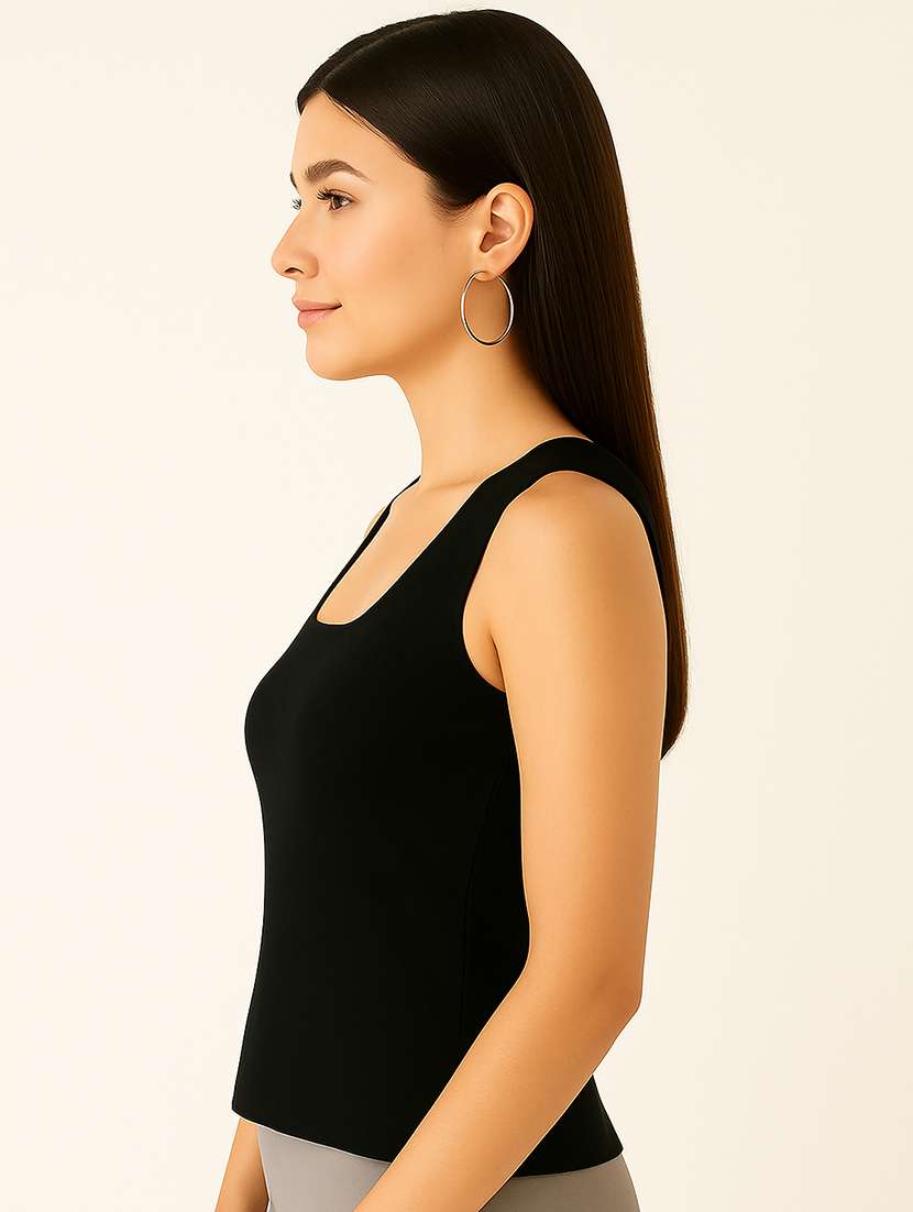 women black solid sleeveless straight top - 22224732 -  Standard Image - 1