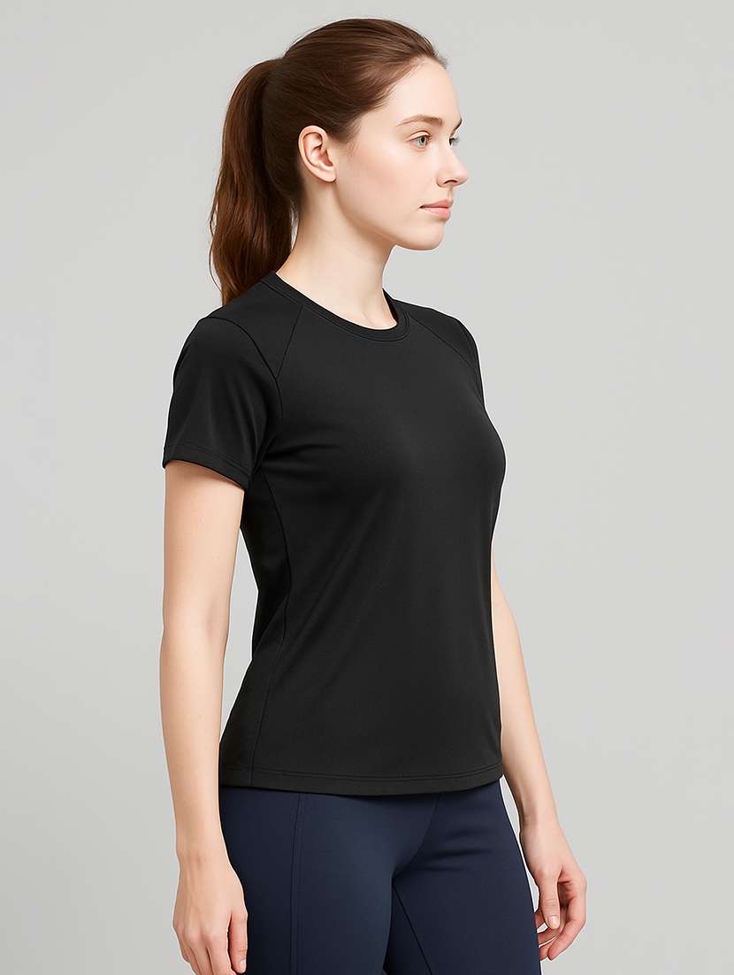 women black solid short sleeve t-shirt - 22224747 -  Standard Image - 1