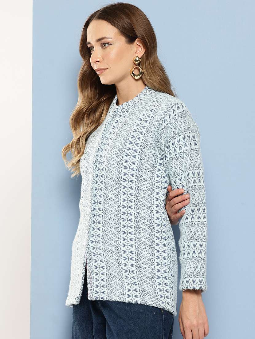 women self designed long sleeve cardigan - 22224749 -  Standard Image - 1