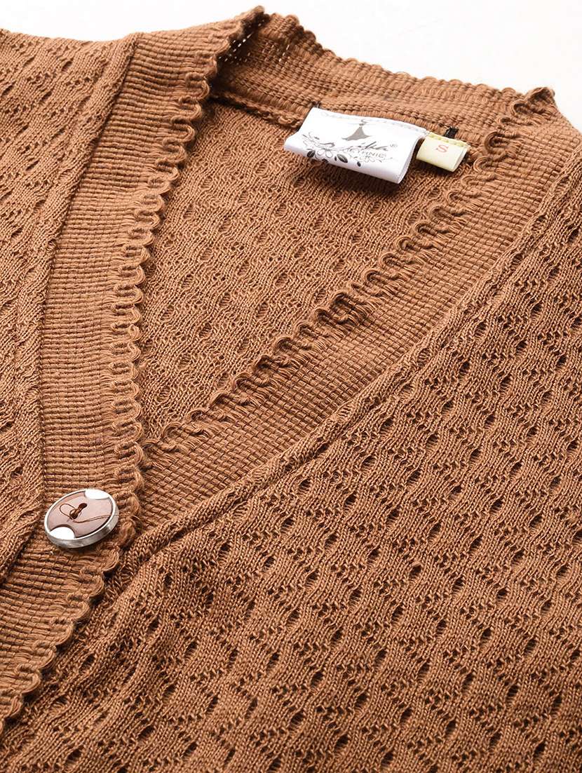 women self designed long sleeve cardigan - 22224755 -  Standard Image - 4