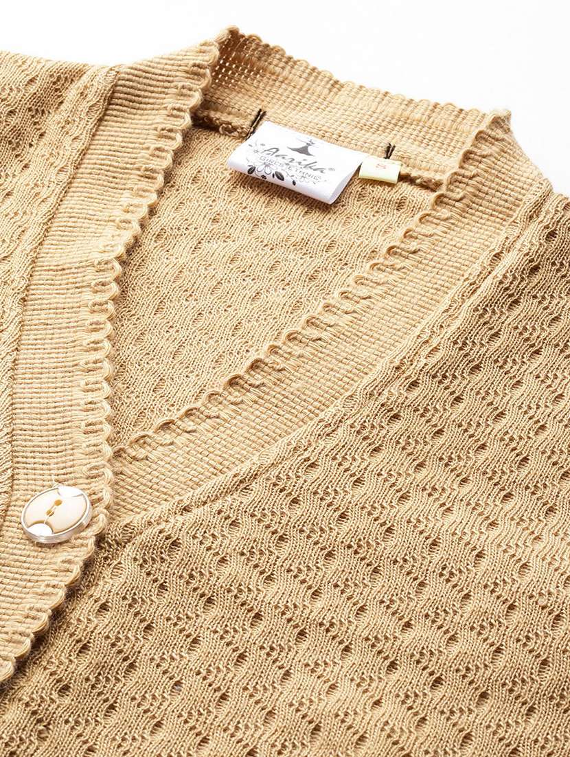 women self designed long sleeve cardigan - 22224758 -  Standard Image - 4