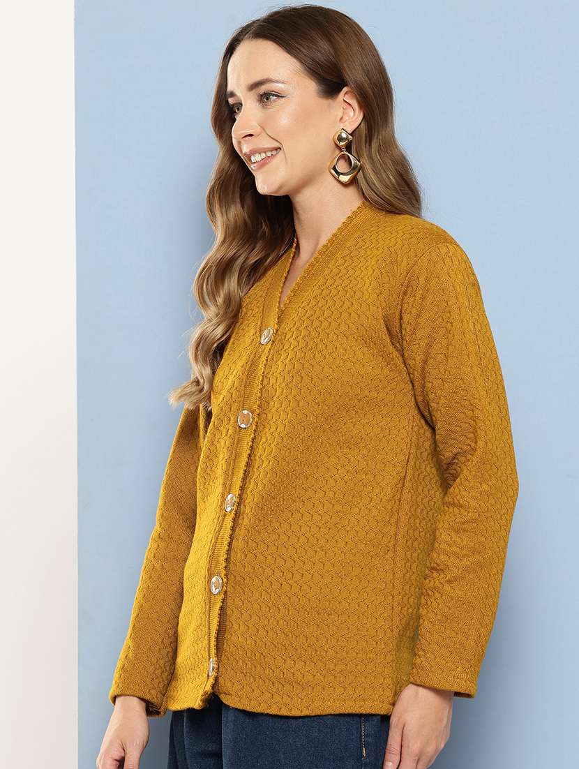 women self designed long sleeve cardigan - 22224759 -  Standard Image - 1