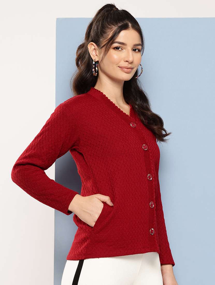 women self designed long sleeve cardigan - 22224761 -  Standard Image - 1