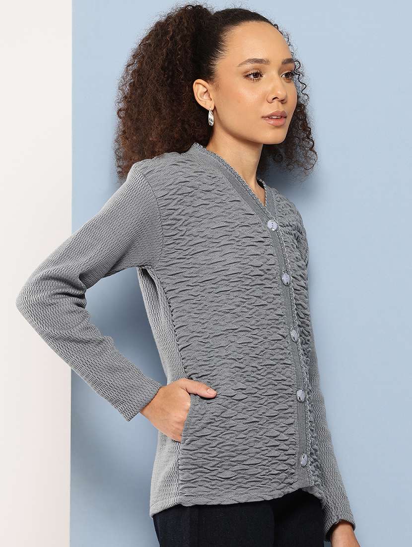 women self designed long sleeve cardigan - 22224770 -  Standard Image - 1