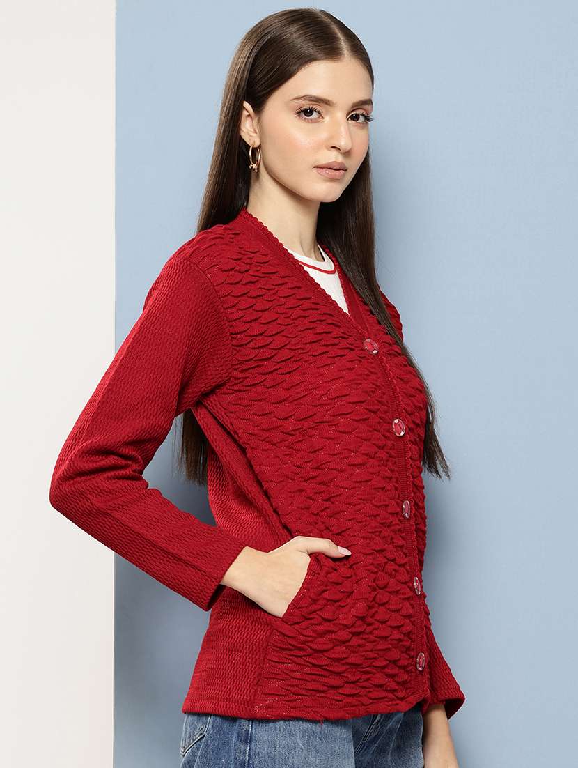 women self designed long sleeve cardigan - 22224776 -  Standard Image - 1