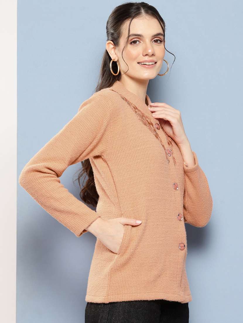 women self designed long sleeve cardigan - 22224779 -  Standard Image - 1