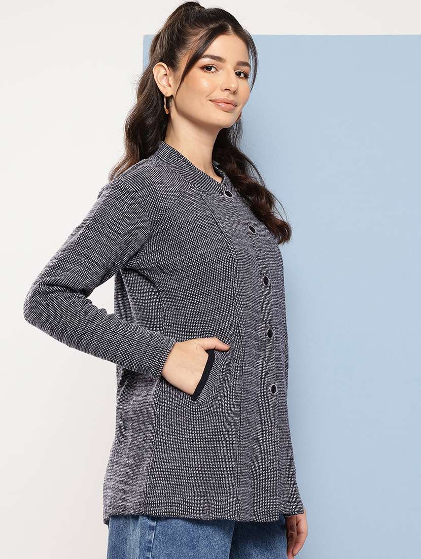 women self designed long sleeve cardigan - 22224788 -  Standard Image - 1