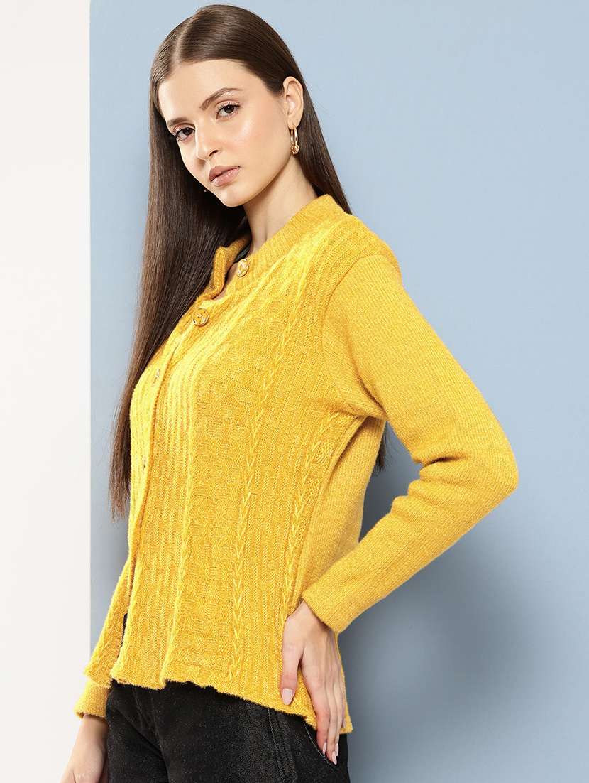 women self designed long sleeve cardigan - 22224789 -  Standard Image - 1