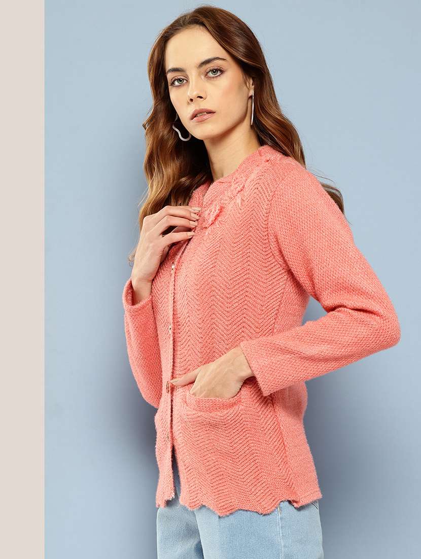 women self designed long sleeve cardigan - 22224797 -  Standard Image - 1