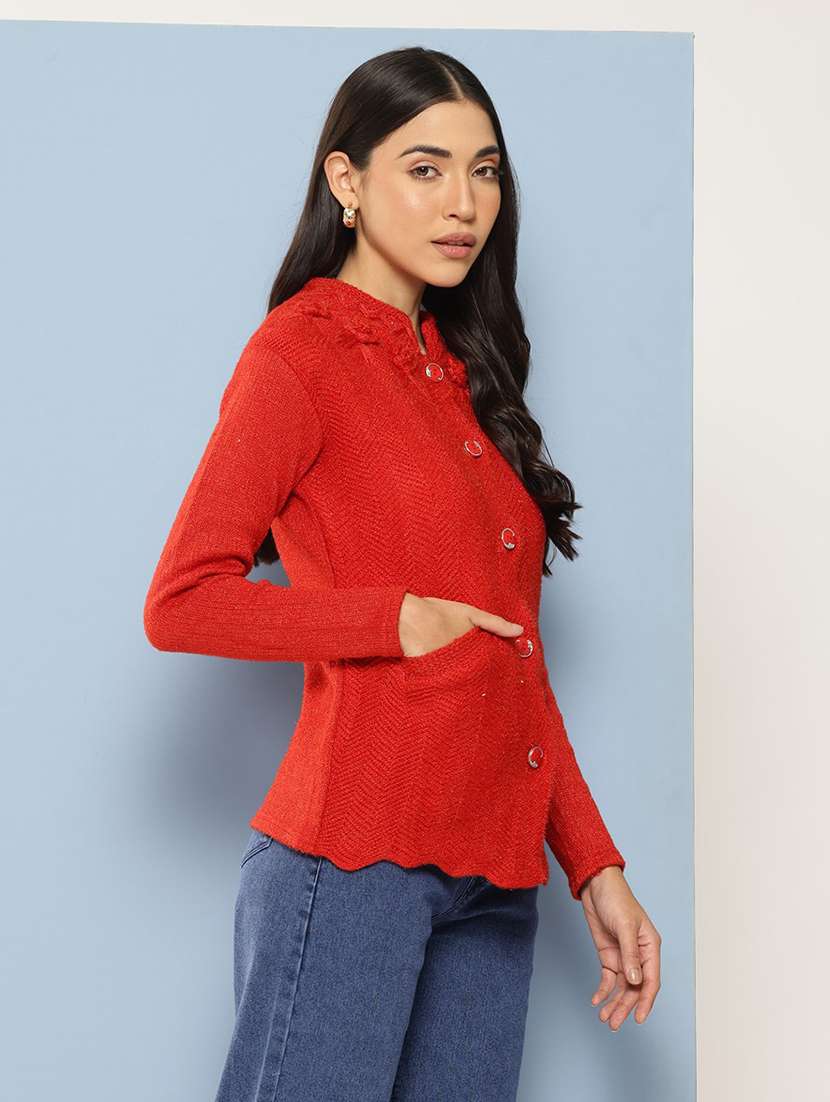 women self designed long sleeve cardigan - 22224800 -  Standard Image - 1