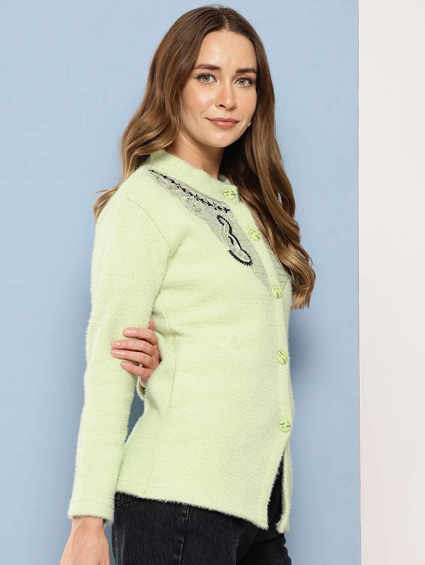 women self designed long sleeve cardigan - 22224802 -  Standard Image - 1