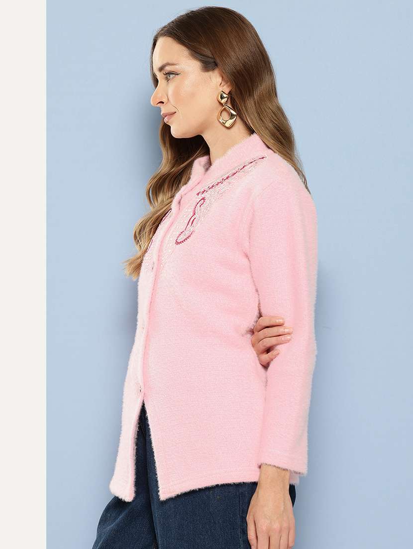 women self designed long sleeve cardigan - 22224806 -  Standard Image - 1