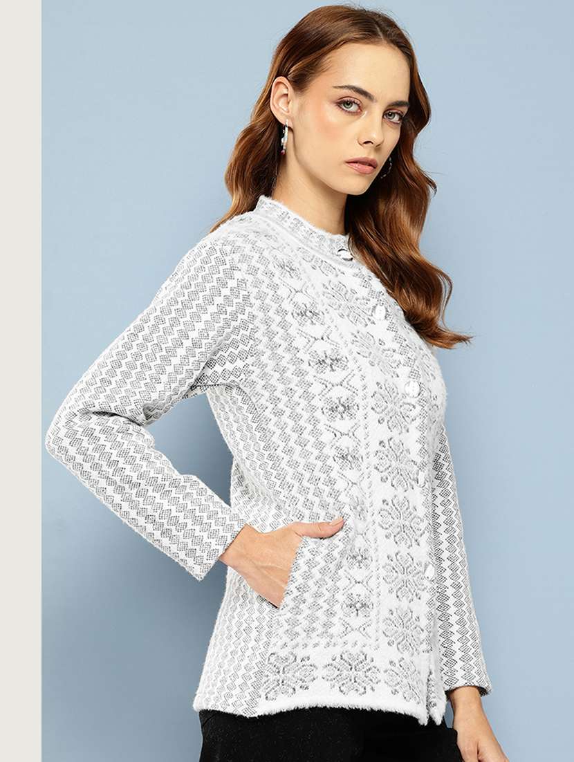 women self designed long sleeve cardigan - 22224811 -  Standard Image - 1