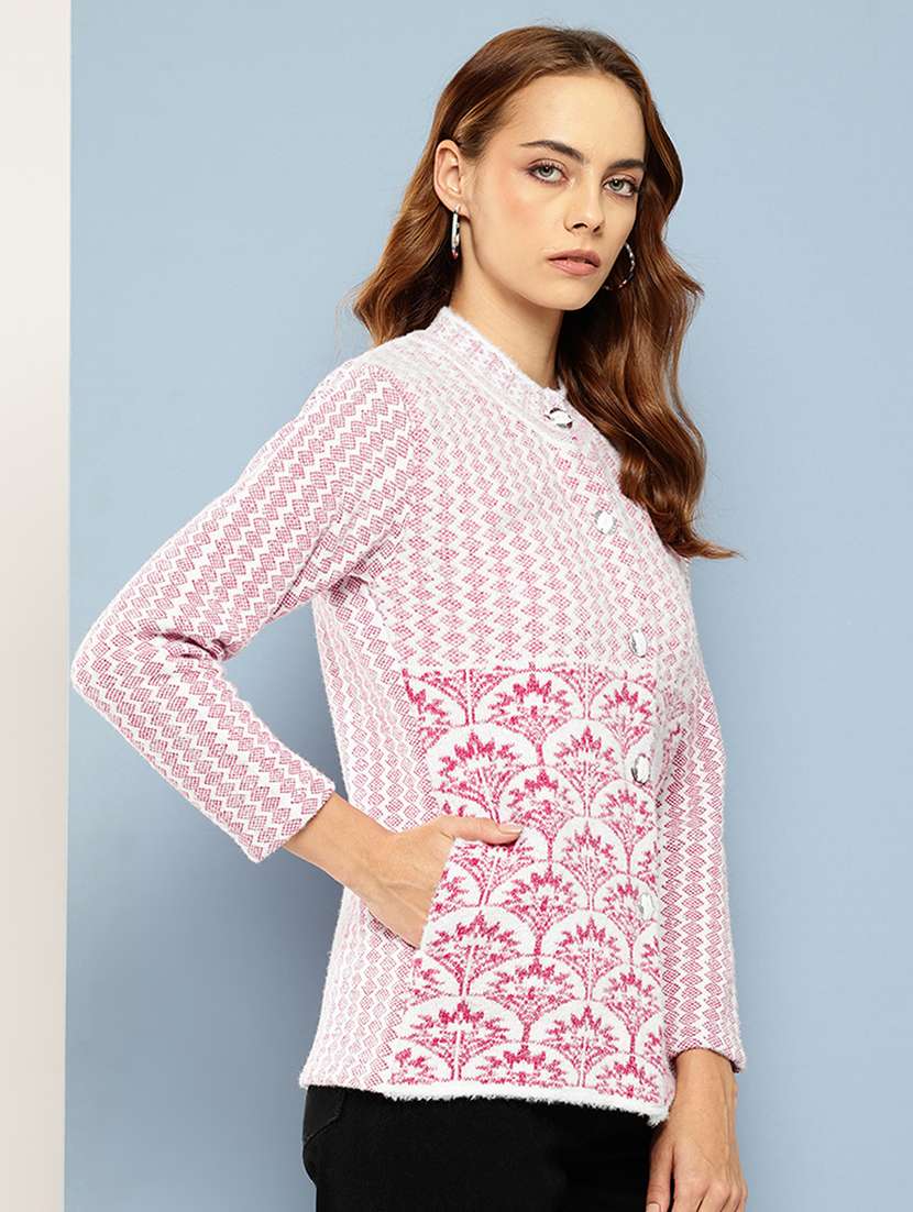 women self designed long sleeve cardigan - 22224812 -  Standard Image - 1