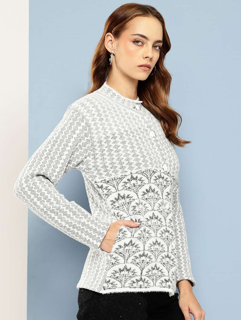 women self designed long sleeve cardigan - 22224816 -  Standard Image - 1