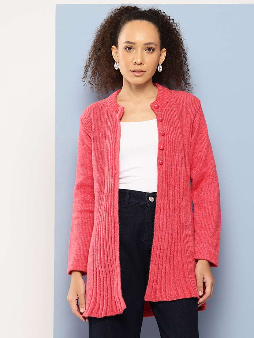 women solid long sleeve cardigan