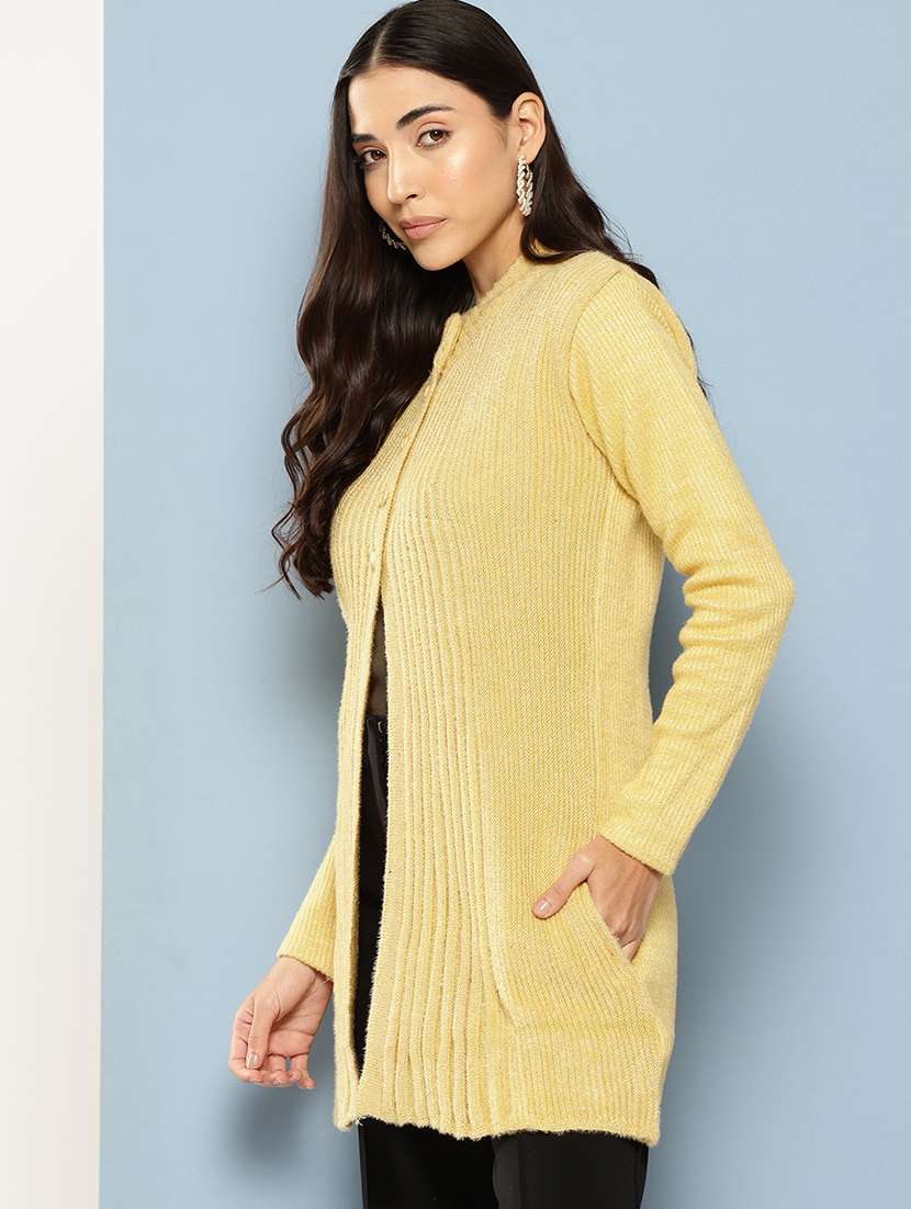 women solid long sleeve cardigan - 22224819 -  Standard Image - 1