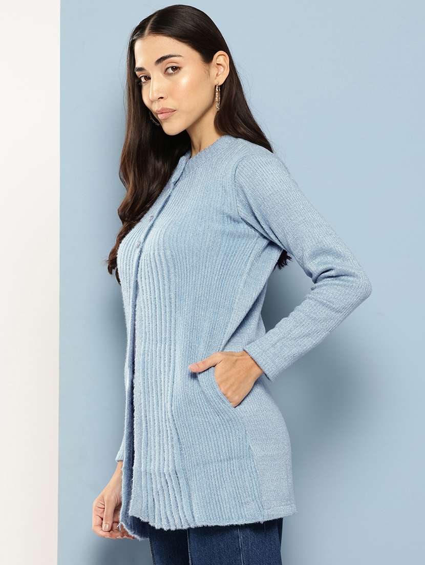 women self designed long sleeve cardigan - 22224821 -  Standard Image - 1