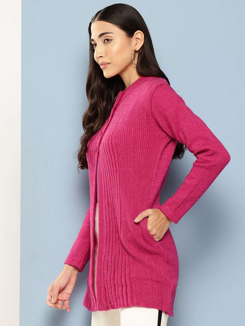 women self designed long sleeve cardigan - 22224823 -  Standard Image - 1