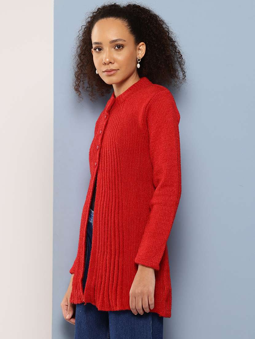 women self designed long sleeve cardigan - 22224824 -  Standard Image - 1