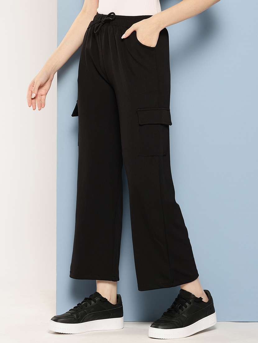 women solid mid rise straight trouser - 22224847 -  Standard Image - 1