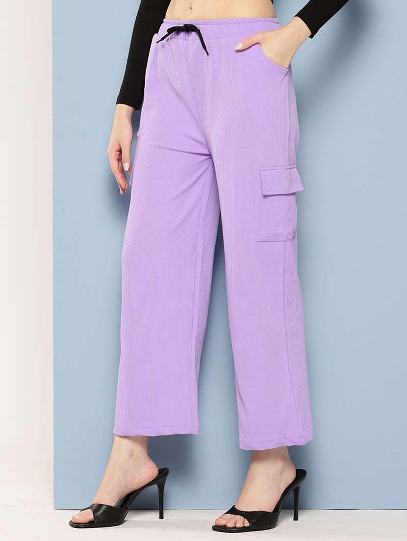 women solid mid rise regular fit cargo - 22224851 -  Standard Image - 1