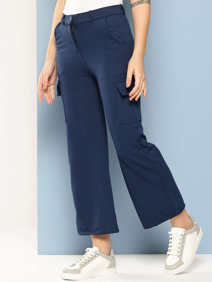 women solid mid rise regular fit cargo - 22224863 -  Standard Image - 1