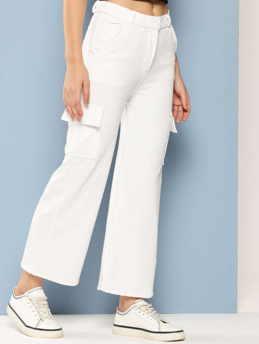 women solid mid rise regular fit cargo - 22224866 -  Standard Image - 1