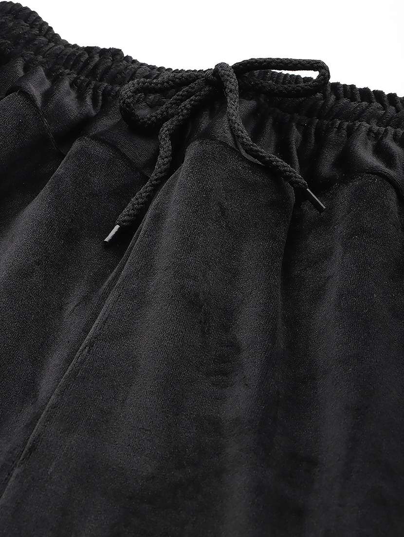 women solid mid rise velvet track pant - 22224868 -  Standard Image - 4