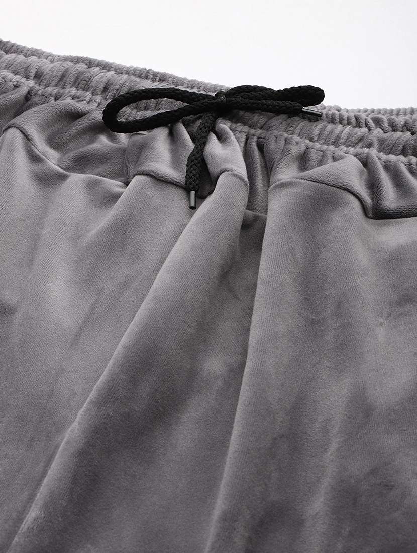 women solid mid rise velvet track pant - 22224870 -  Standard Image - 4