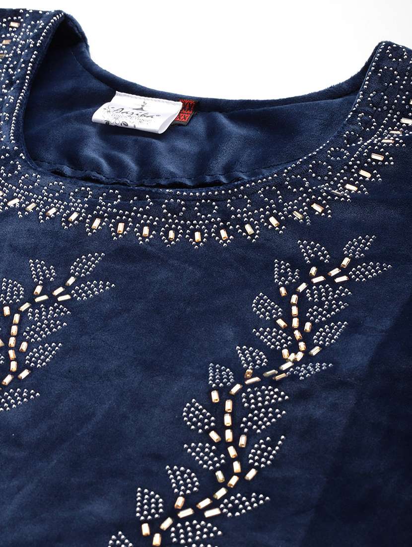 women plus size embellished three quarter sleeve kurta pant with dupatta set - 22224875 -  Standard Image - 4