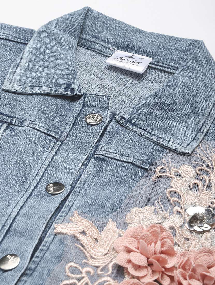 women solid with work long sleeve denim jacket - 22224906 -  Standard Image - 4