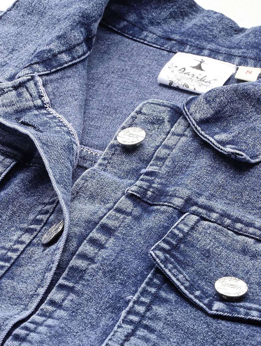 women solid long sleeve denim jacket - 22224912 -  Standard Image - 4