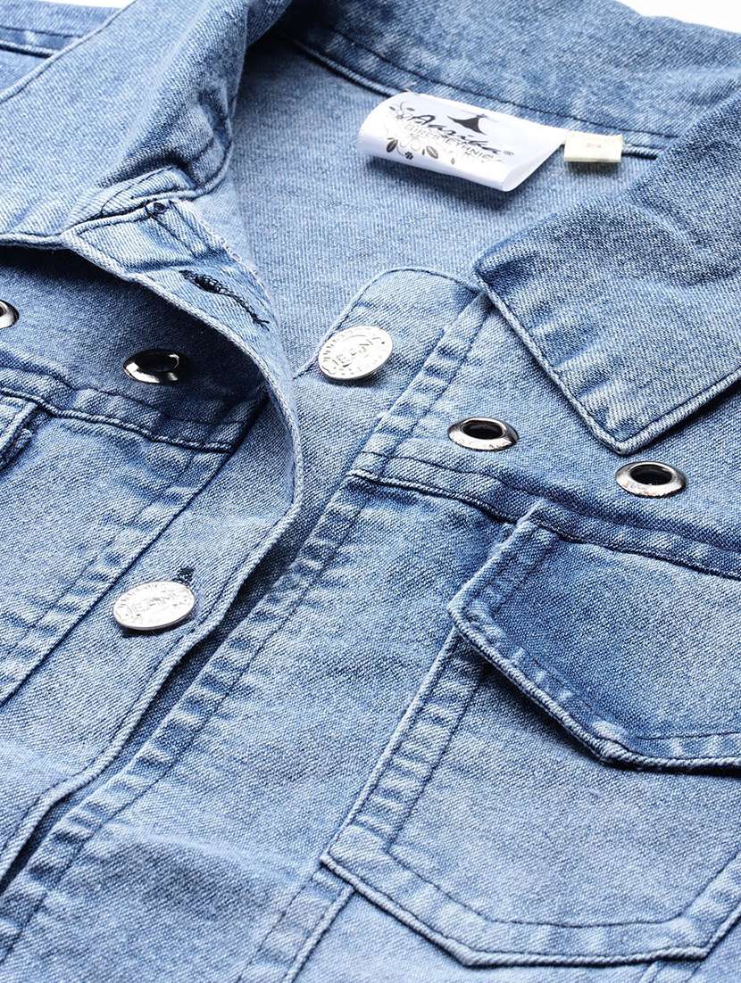 women solid long sleeve denim jacket - 22224913 -  Standard Image - 4